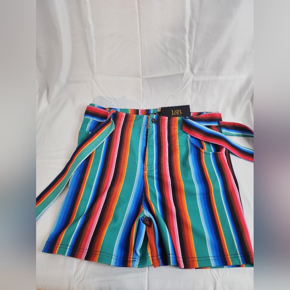Lucky And Blessed Shorts Sz XL turqoise serape
